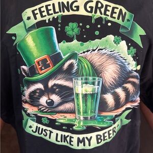 Feeling Green Raccoon St. Patrick's Day Graphic Tee - Black
